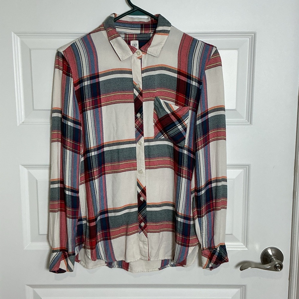 GAP Women's Multicolor Plaid Blouse Size Small